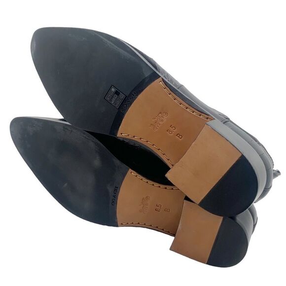 Coach Suffolk Patchwork Black Leather Chelsea Croc Snakeskin Booties  8.5M New - Picture 8 of 11